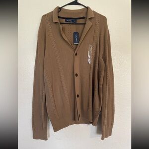 Nautica Tan Cardigan Sweater V-Neck Knit